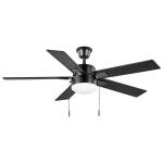 Hampton Bay52 in. Corwin Indoor/Outdoor Matte Black LED Ceiling Fan with Light Kit (56051)