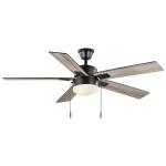 Hampton Bay52 in. Corwin Indoor/Outdoor Matte Black LED Ceiling Fan with Light Kit (56051)