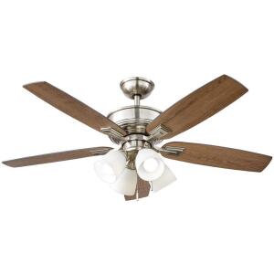 Hampton BayDevron II 52 in. Indoor Brushed Nickel LED Ceiling Fan with Light Kit, Downrod and Reversible Blades (57333)