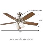 Hampton BayDevron II 52 in. Indoor Brushed Nickel LED Ceiling Fan with Light Kit, Downrod and Reversible Blades (57333)