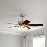 Hampton BayDevron II 52 in. Indoor Brushed Nickel LED Ceiling Fan with Light Kit, Downrod and Reversible Blades (57333)