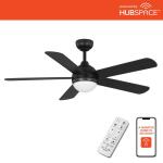 Hampton Bay Morland 52 in. Smart Indoor/Covered Outdoor Matte Black Ceiling Fan with Remote and Integrated LED