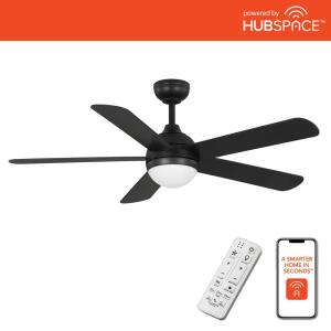 Hampton Bay Morland 52 in. Smart Indoor/Covered Outdoor Matte Black Ceiling Fan with Remote and Integrated LED