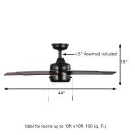 Hampton BayMena 44 in. LED Indoor/Outdoor Matte Black Ceiling Fan with Light Kit and Reversible Blades Included (92404)