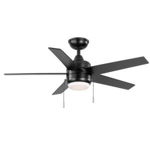 Hampton BayMena 44 in. LED Indoor/Outdoor Matte Black Ceiling Fan with Light Kit and Reversible Blades Included (92404)