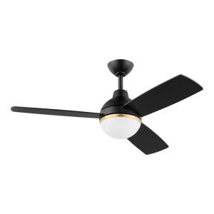 Hampton BayBlaketon 46 in. Indoor/Covered Outdoor Matte Black Modern Ceiling Fan with Integrated LED and Remote Control (SW23096 MBK)