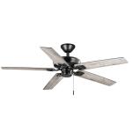 Hampton BayBayfield 52 in. Indoor Matte Black Dry Rated Downrod Ceiling Fan with 5 Reversible Blades (52193)