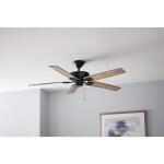 Hampton BayBayfield 52 in. Indoor Matte Black Dry Rated Downrod Ceiling Fan with 5 Reversible Blades (52193)