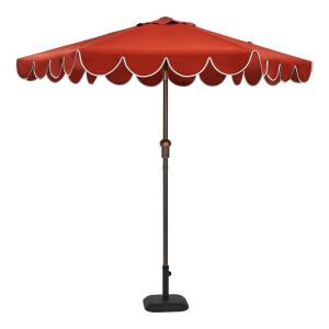 Hampton Bay 7.5 ft. Chili Market Patio Umbrella with Crank and Tilt, Steel and Aluminum Frame, Scalloped Trim (UTS11502A-CH)