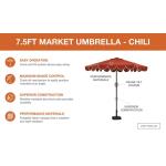 Hampton Bay 7.5 ft. Chili Market Patio Umbrella with Crank and Tilt, Steel and Aluminum Frame, Scalloped Trim (UTS11502A-CH)