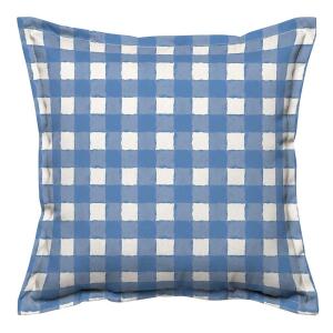 Hampton Bay18 x 18 Outdoor Square Throw Pillow with Flange in Watercolor Gingham Lake(HR13T05B-9D4)