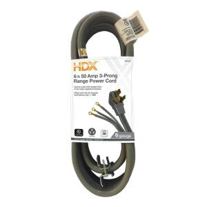 HDX 6 ft. 6/3 50 Amp 3-Prong Range Power Cord - (Grey)