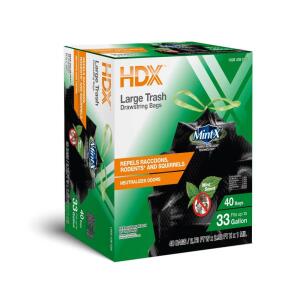 HDX 33 Gal. Black Rodent-Repellent Trash Bags PCR (40-Count) (HDPCR3339B40DS)