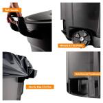 HDX 32 Gal. Black Outdoor Trash Can with Vented Design, Wheels, Domed Lid, Rounded Handles, and Reinforced Foothold (999-2432W)