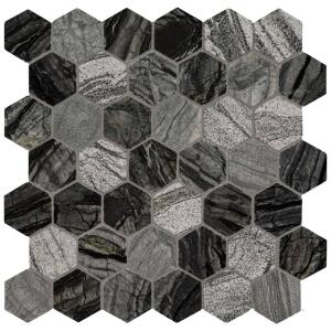 MSIHenley Hexagon 12 in. x 12 in. Polished Marble Mesh-Mounted Mosaic Floor and Wall Tile (1 sq. ft. / each) (HENLEY-2HEX)