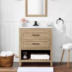 Home Decorators Collection(Assembled) Autumn 30 in. Single Sink Weathered Tan Bath Vanity with White Engineered Stone Top 