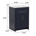 Home Decorators CollectionClady 25 in. W x 19 in. D x 35 in. H Deep Blue Single Sink Bath Vanity with Silver Ash Cultured Marble Top