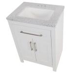 Home Decorators CollectionClady 25 in. W x 19 in. D x 35 in. H White Single Sink Freestanding Bath Vanity with Silver Ash Cultured Marble Top