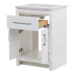 Home Decorators CollectionClady 25 in. W x 19 in. D x 35 in. H White Single Sink Freestanding Bath Vanity with Silver Ash Cultured Marble Top