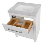 Home Decorators CollectionClady 25 in. W x 19 in. D x 35 in. H White Single Sink Freestanding Bath Vanity with Silver Ash Cultured Marble Top