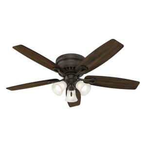 HunterOakhurst 52 in. LED Indoor Low Profile New Bronze Ceiling Fan with Light Kit (52016)