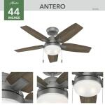 HunterAntero 44 in. Hunter Express Indoor Matte Silver Ceiling Fan with Light Kit Included (52126)