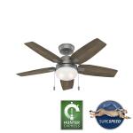 HunterAntero 44 in. Hunter Express Indoor Matte Silver Ceiling Fan with Light Kit Included (52126)