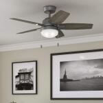 HunterAntero 44 in. Hunter Express Indoor Matte Silver Ceiling Fan with Light Kit Included (52126)