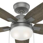 HunterAntero 44 in. Hunter Express Indoor Matte Silver Ceiling Fan with Light Kit Included (52126)