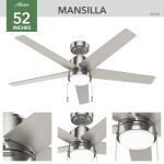 HunterMansilla 52 in. Indoor Brushed Nickel Standard Ceiling Fan with Soft White Integrated LED Light Kit (52752)