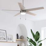 HunterMansilla 52 in. Indoor Brushed Nickel Standard Ceiling Fan with Soft White Integrated LED Light Kit (52752)