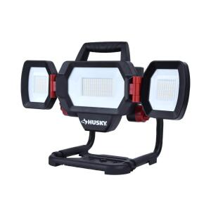 Husky10,000 Lumen Three-Head Hybrid LED Work Light with Rechargeable Battery (7903801012)