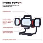 Husky10,000 Lumen Three-Head Hybrid LED Work Light with Rechargeable Battery (7903801012)