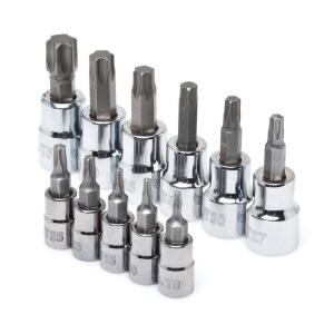 Husky1/4 and 3/8 in. Drive Torx Bit Socket Set (11-Piece) (HTXBS11PCSR)