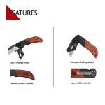 Husky Wood Handle Folding Lock-Back Utility Knife (99736)