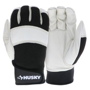 HuskyLarge Grain Cowhide Water Resistant Leather Performance Work Glove with Spandex Back (HK86025-LCC6)