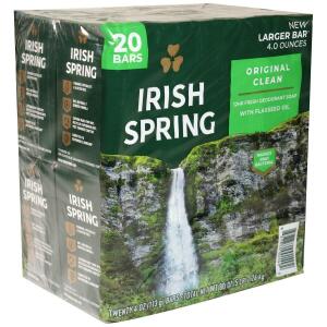 Irish Spring Bar Soap, 20 Count 4 Ounces, Original Clean