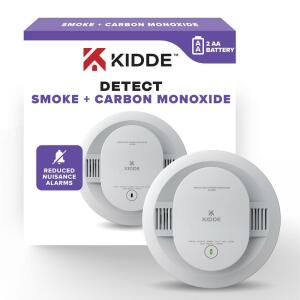 Kidde Battery Powered Combination Smoke and Carbon Monoxide Detector with Alarm LED Warning Lights - White