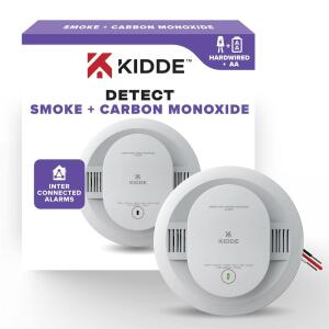 Kidde Hardwired Combination Smoke and Carbon Monoxide Detector with Interconnected Alarm and LED Warning Lights - White