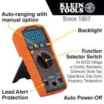 Klein Tools600 Volt Digital Multimeter, TRMS Auto-Ranging, Temp (MM420)