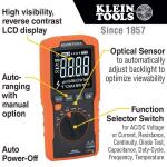 Klein Tools600 Volt Slim Digital Multimeter, TRMS Auto-Ranging with Temp ( MM450 )