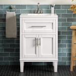 KOHLER Chesil 24 in. W x 19.2 in. D x 36.1 in. H White Single Sink Freestanding Bath Vanity with Quartz Top