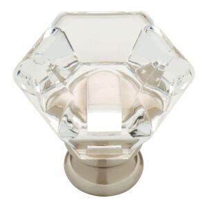 LibertyFaceted Acrylic 1-3/4 in. (45 mm) Classic Satin Nickel and Clear Cabinet Knob (P19443-116-CP0)