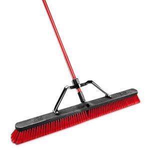 Libman 36 in. High Power Push Broom Set with 60 in. Steel Handle and Brace for Multi-Surface Use (1101)