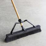 Libman 24 in. High Power Push Broom with Smooth Surface, Industrial Grade, 60 in. Wood Handle and Brace (1294)