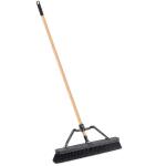 Libman 24 in. High Power Push Broom with Smooth Surface, Industrial Grade, 60 in. Wood Handle and Brace (1294)