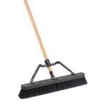 Libman 24 in. High Power Push Broom with Smooth Surface, Industrial Grade, 60 in. Wood Handle and Brace (1294)