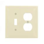 Leviton2-Gang Light Almond 1-Toggle / 1-Duplex Outlet/Receptacle Nylon Midway/Midsize Wall Plate (1-Pack) - R56-0PJ18-00T)