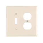 Leviton2-Gang Light Almond 1-Toggle / 1-Duplex Outlet/Receptacle Nylon Midway/Midsize Wall Plate (1-Pack) - R56-0PJ18-00T)