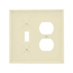 Leviton2-Gang Light Almond 1-Toggle / 1-Duplex Outlet/Receptacle Nylon Midway/Midsize Wall Plate (1-Pack) - R56-0PJ18-00T)